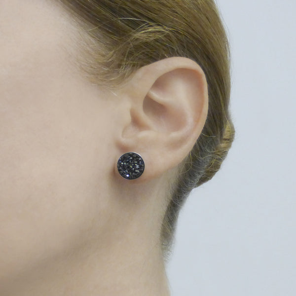 Silver and Black Sparkle Studs