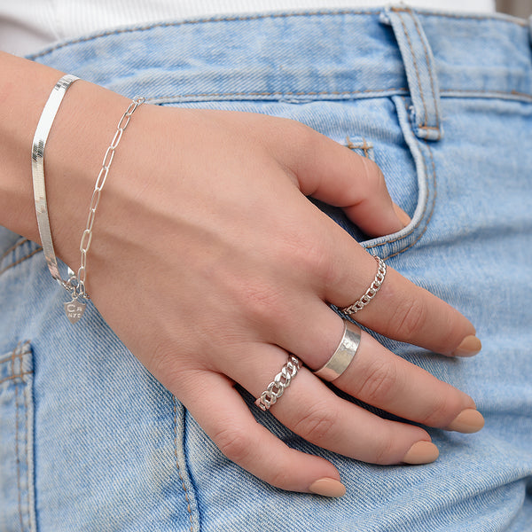 Silver Herringbone Chain Bracelet