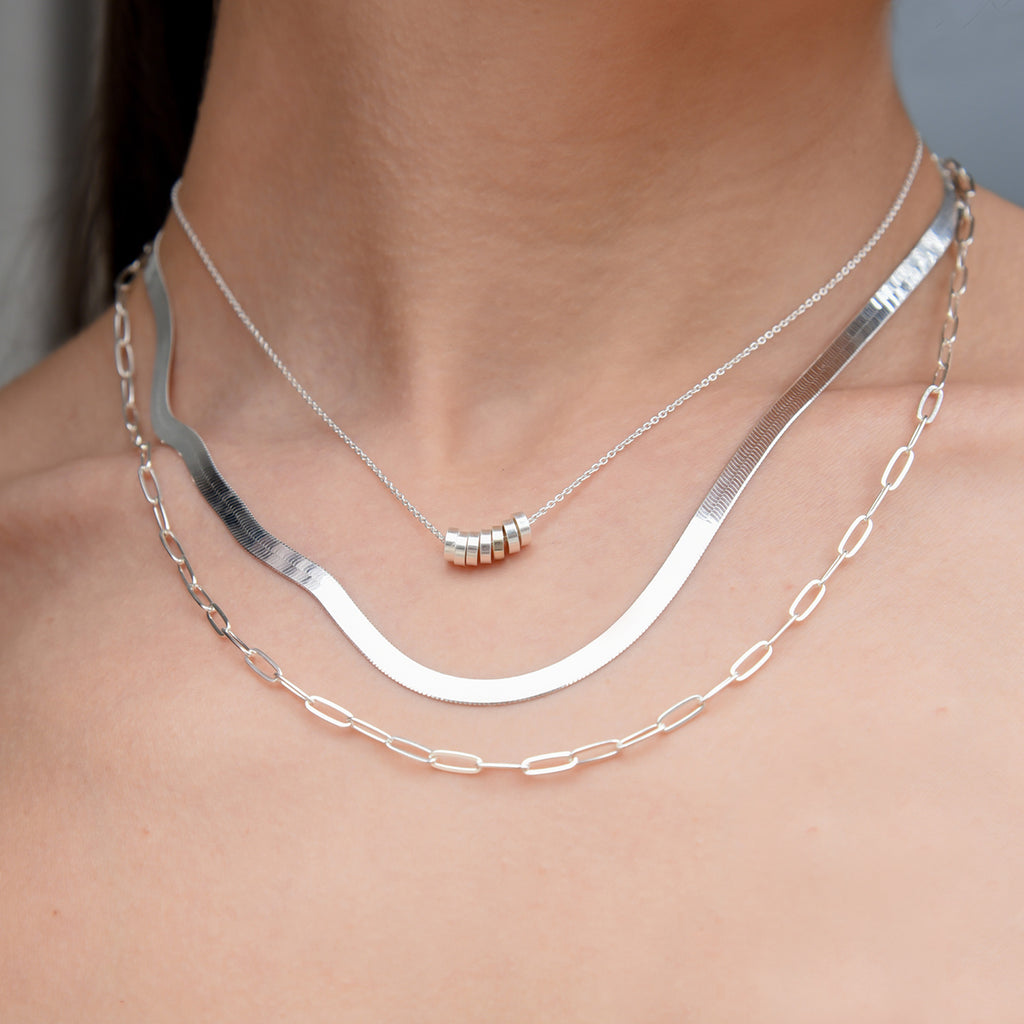 Ladies Silver Herringbone Necklace 4MM Wide Stainless Steel 16” Flat Snake  Chain | eBay