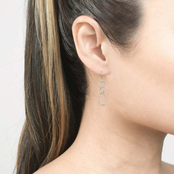 Silver Mini Glitter Link Earrings