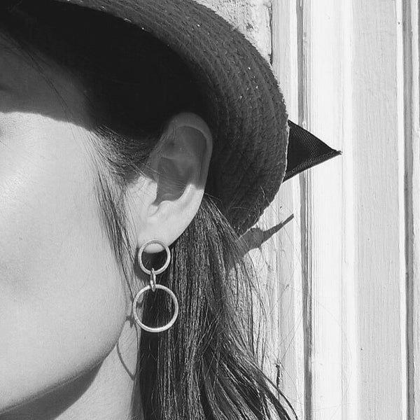 Silver Triple Link Earrings