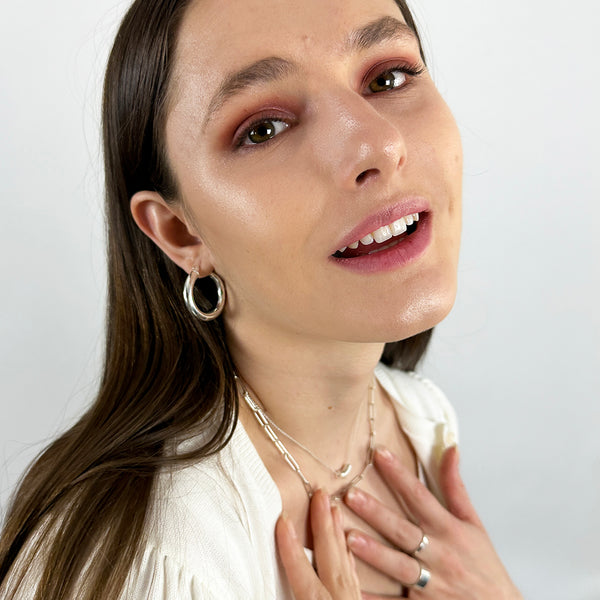 Silver Carissa Thick Hoops