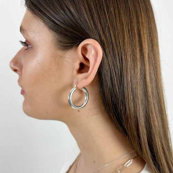 Silver Carissa Thick Hoops