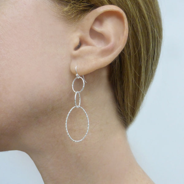 Silver Glitter Link Earrings