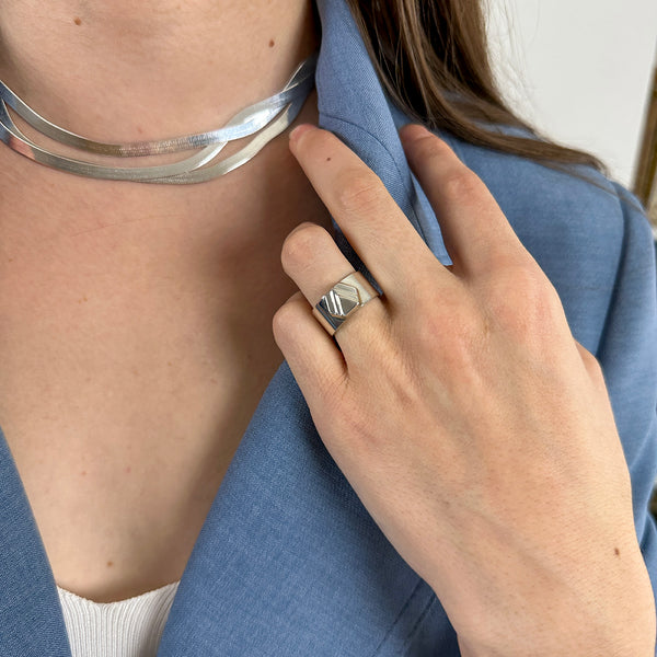 Silver Chevron Ring