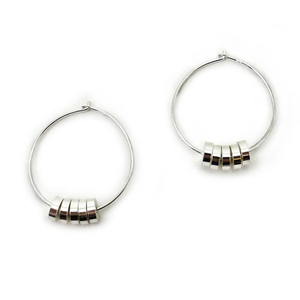 Silver Rondelle Hoops