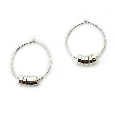 Silver Rondelle Hoops