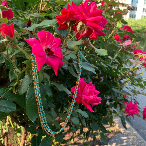 Emerald Agate Rosary Chain Necklace