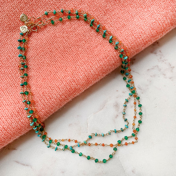 Emerald Agate Rosary Chain Necklace