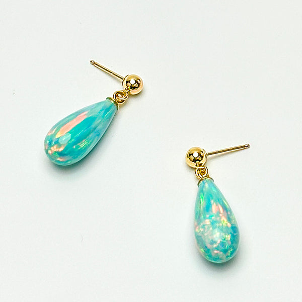 Aqua Opal Teardrop Earrings