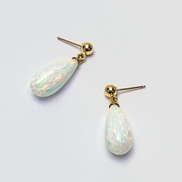 White Opal Teardrop Earrings