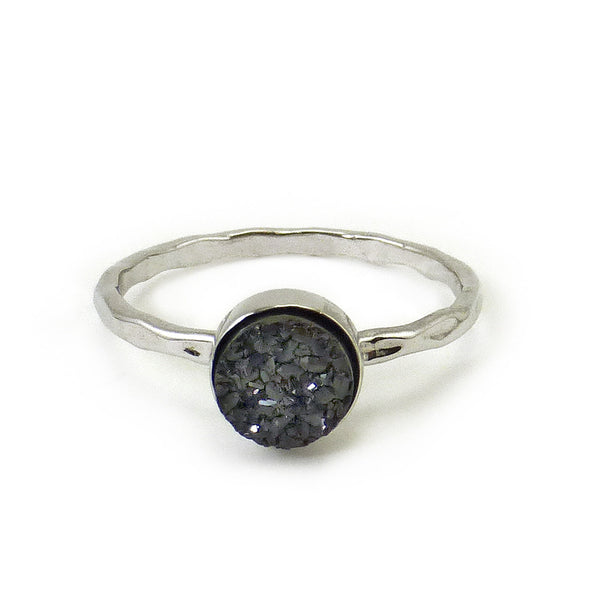 Silver Artisan Druzy Ring