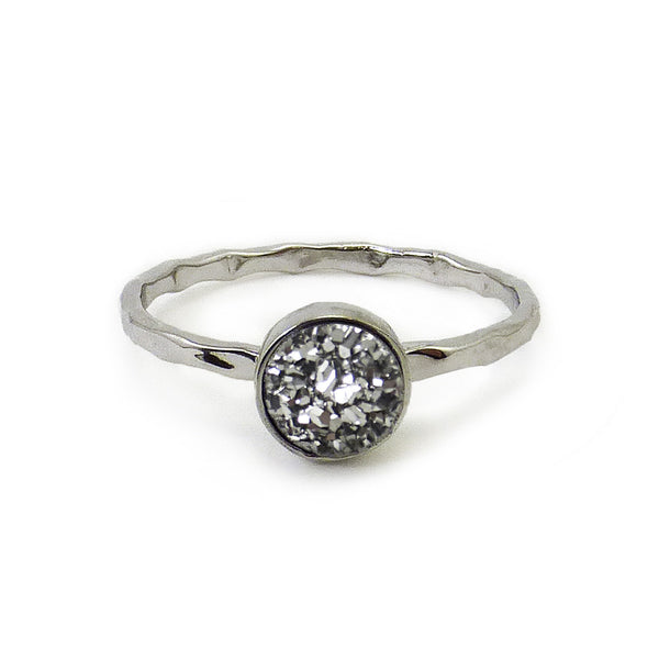Silver Artisan Druzy Ring