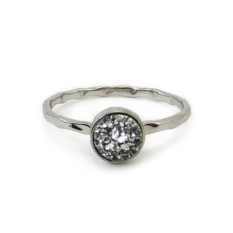 Silver Artisan Druzy Ring