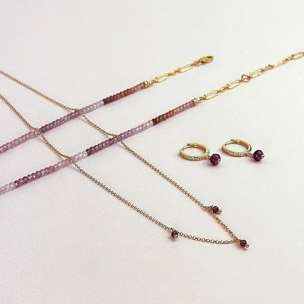 Garnet 3 Drop Necklace